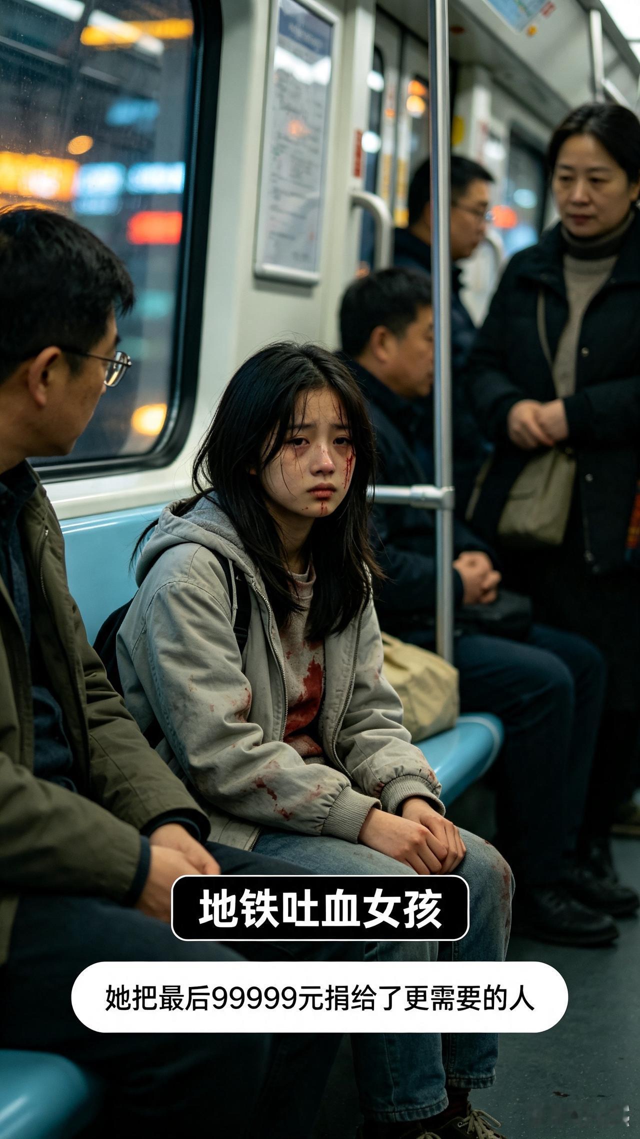 看哭全网！地铁吐血女孩自知病重无治，将仅剩99999元全部捐献：留给更需要的人