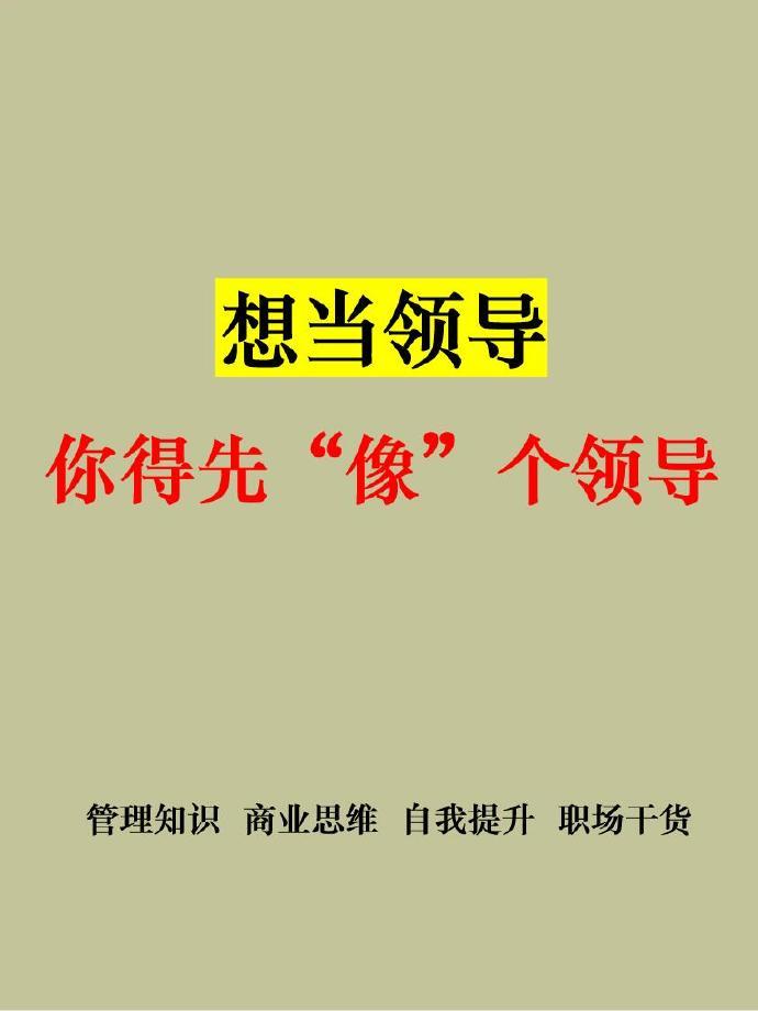 想当领导，你得像个领导 