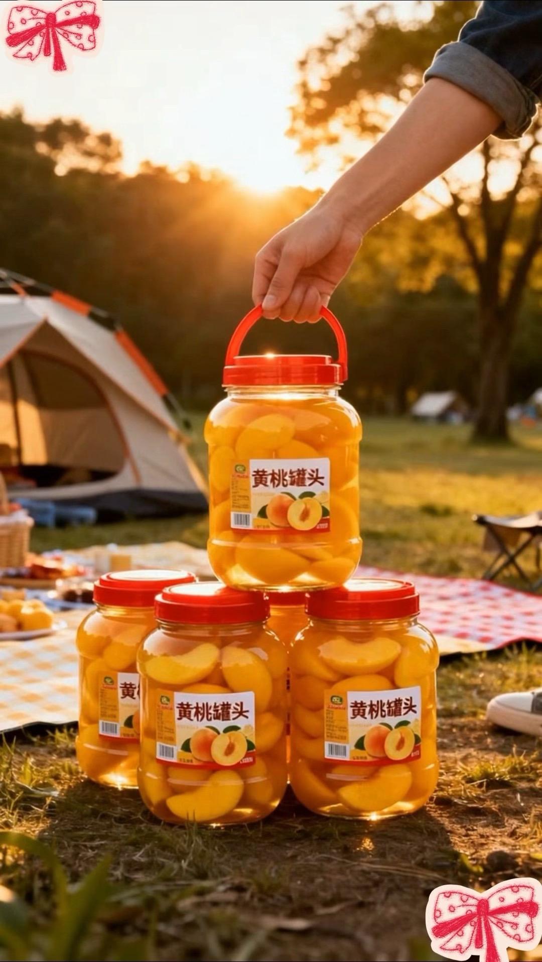 清甜黄桃罐头，果肉饱满脆嫩，糖水清爽不腻，开盖即食，解馋解腻，一口回到...