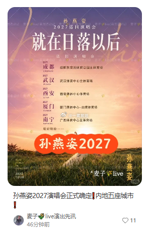 孙燕姿2027厦门？ ​​​