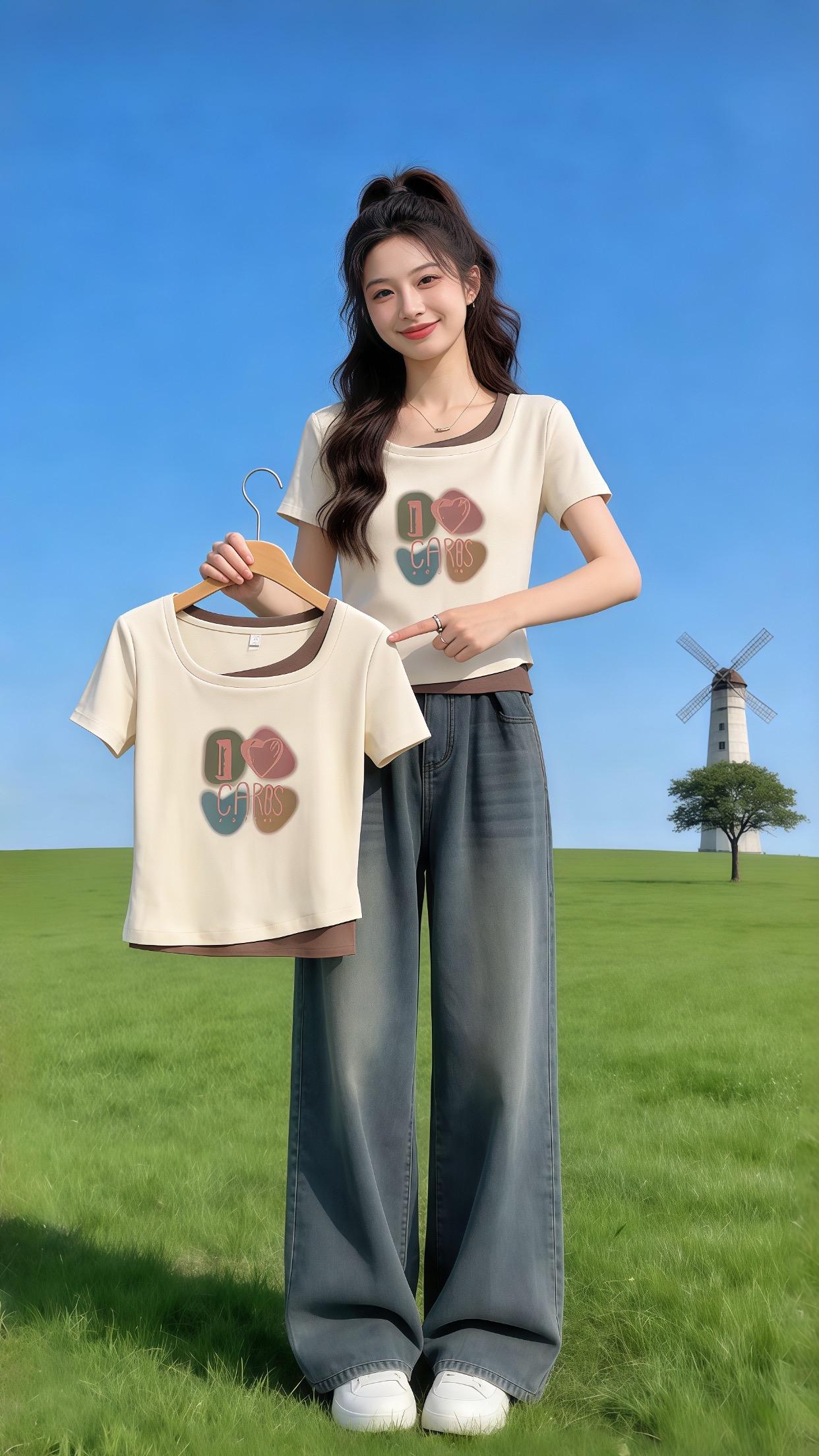 高级感穿搭 短袖t恤 梨形身材穿搭 大码女装 显瘦穿搭