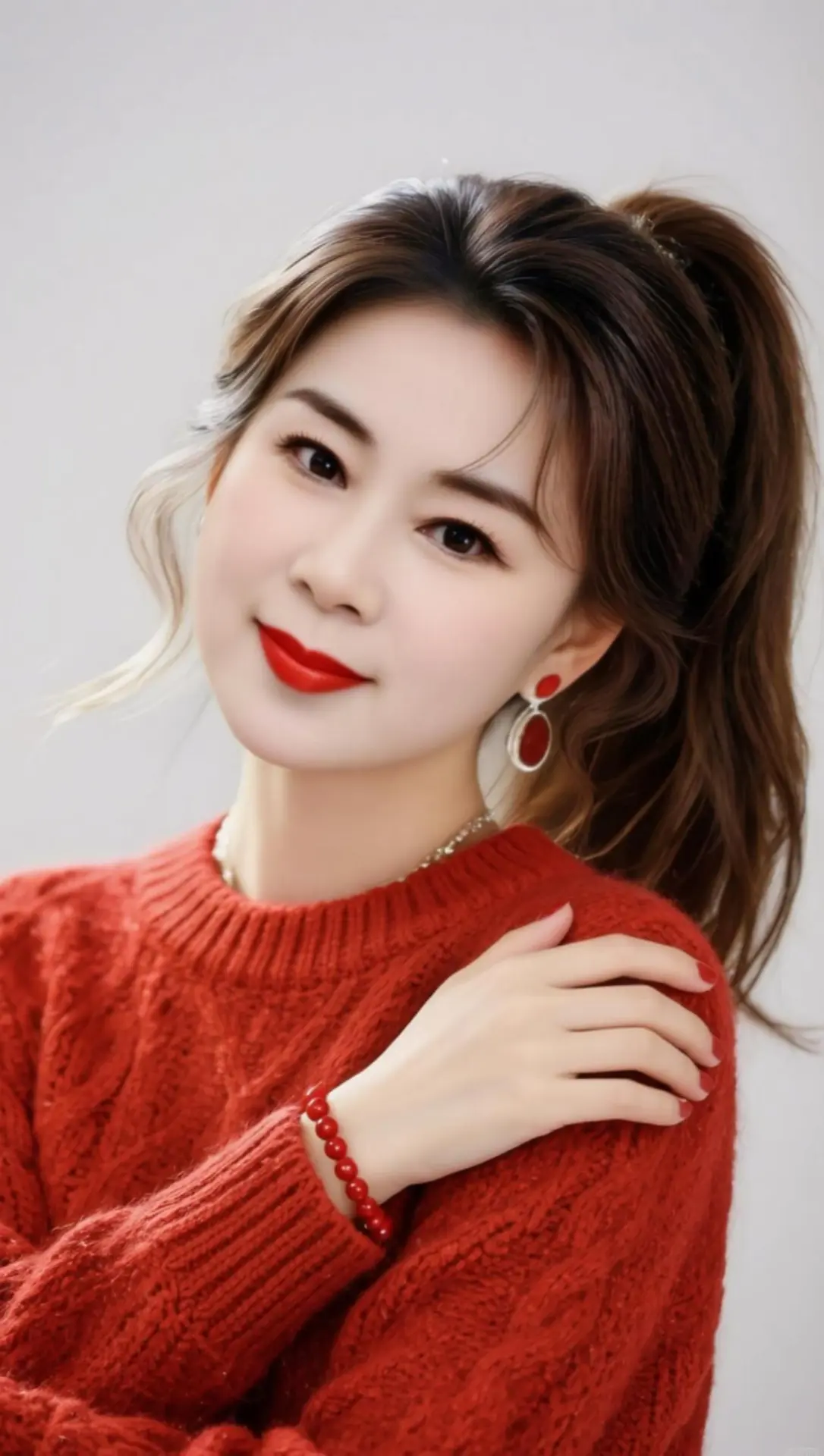 AI暖红针织照 ai创作