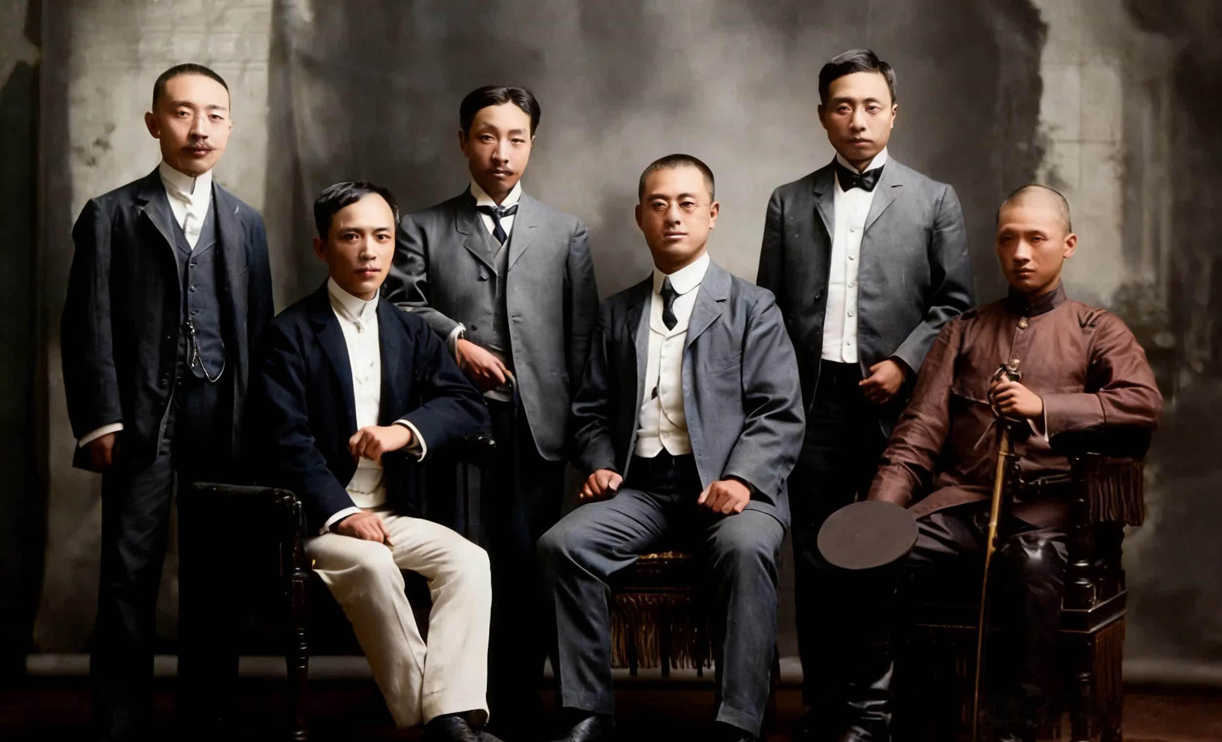 老照片中的历史：留日期间的蒋百里。1906年，蒋百里（右一）与友人在日本合影。他