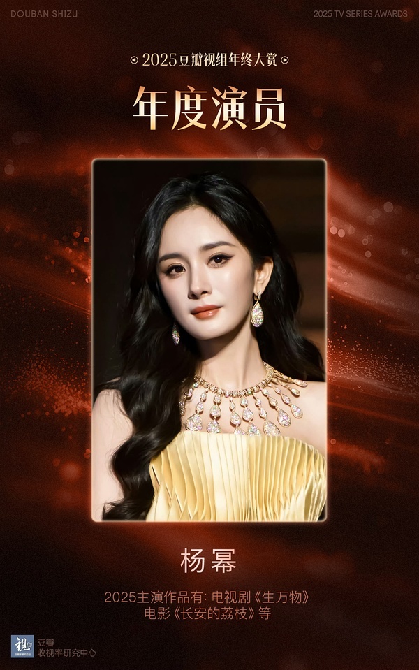 杨幂 2025视组年终大赏颁奖典礼1️⃣【年度演员・杨幂】流量褪尽深耕角色，多元