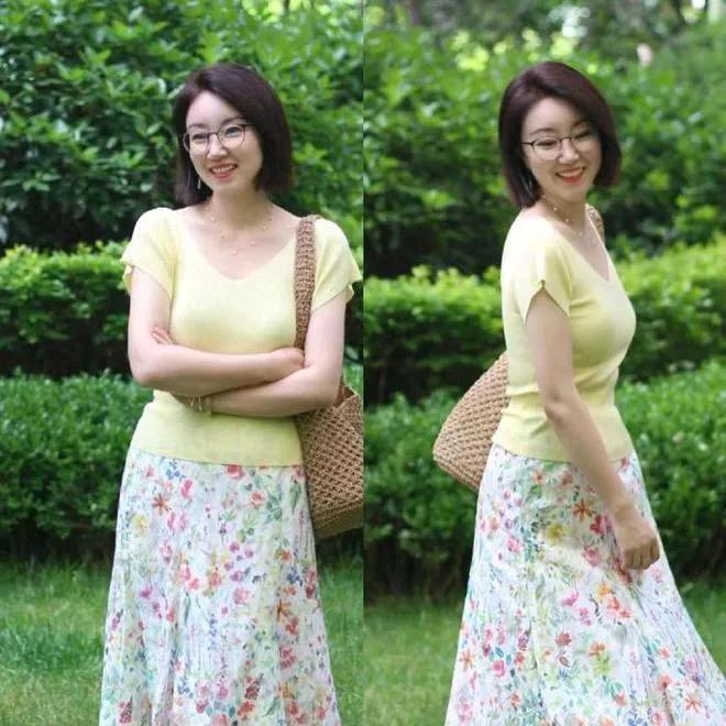 清新花卉裙+柠檬黄上衣，元气满满！藏青色衬衫裙 薄荷绿显瘦穿搭 薄荷绿短袖穿搭 