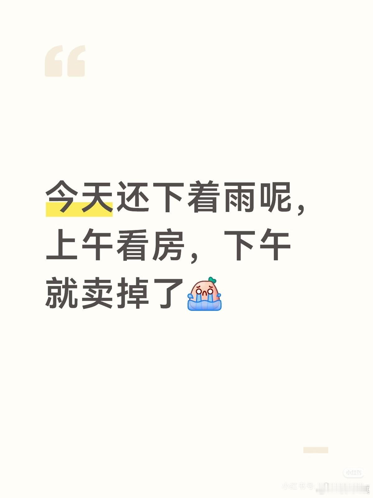 北京网友发帖：真没招了，这雨天看半天房子，裤子都湿了，中介也辛苦，买这套的可能性