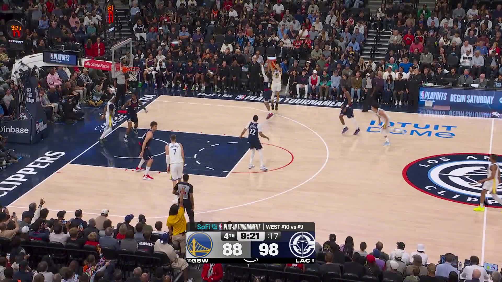 库里侧翼三分👌勇士91:100快船。勇士vs快船