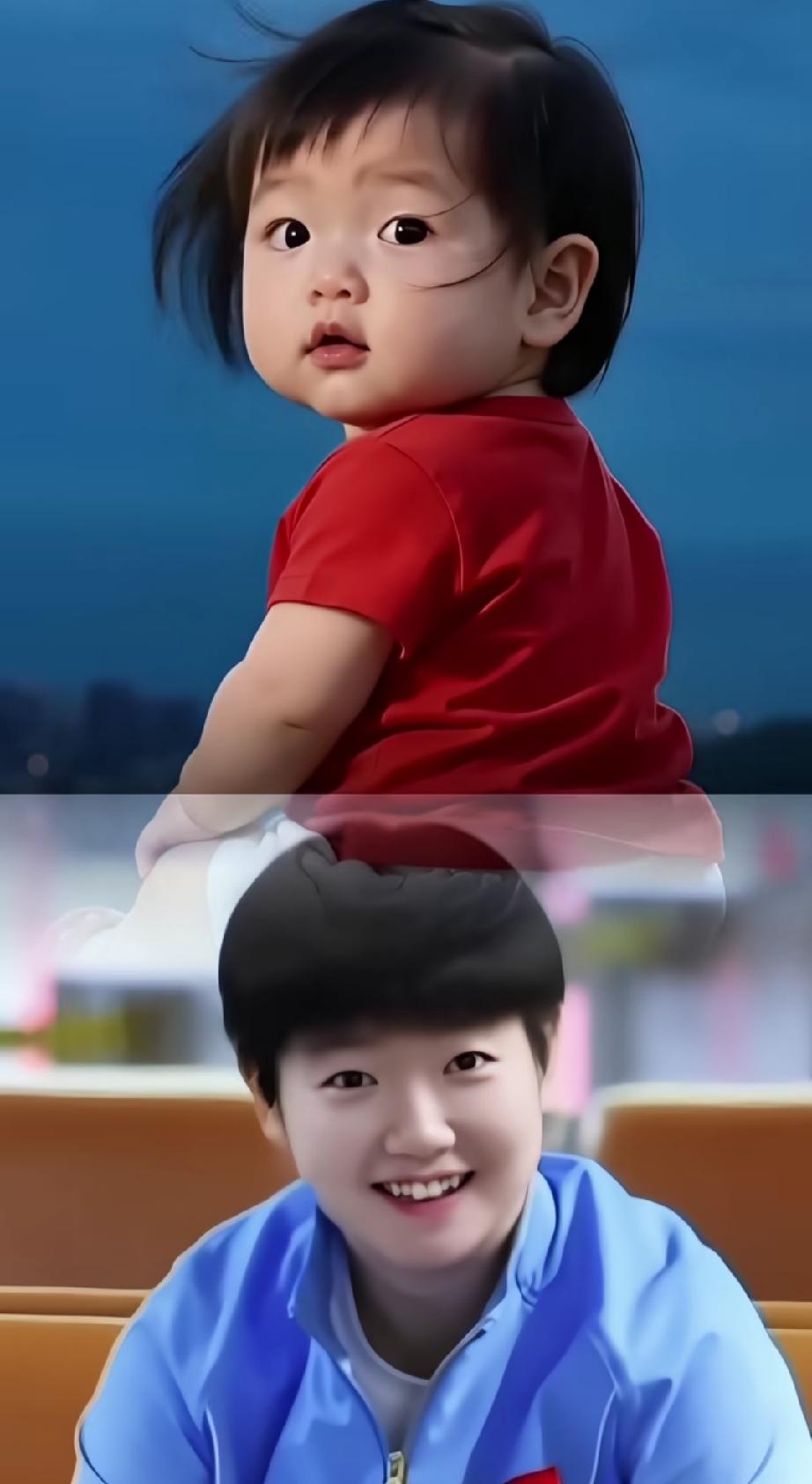怎么能那么可爱呢？
网友太有才了。这是同步缩小版吗？原来网络小孩是以莎莎为模板的