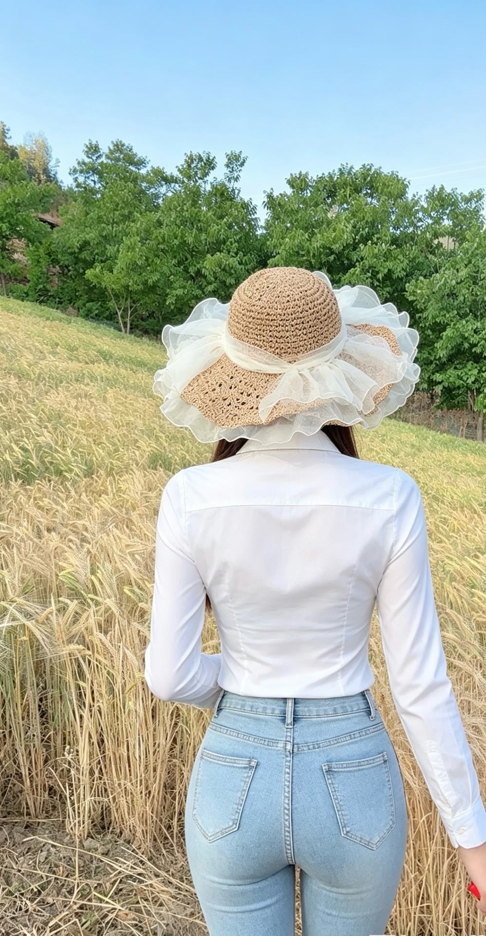 紧身牛仔裤农村姑娘 