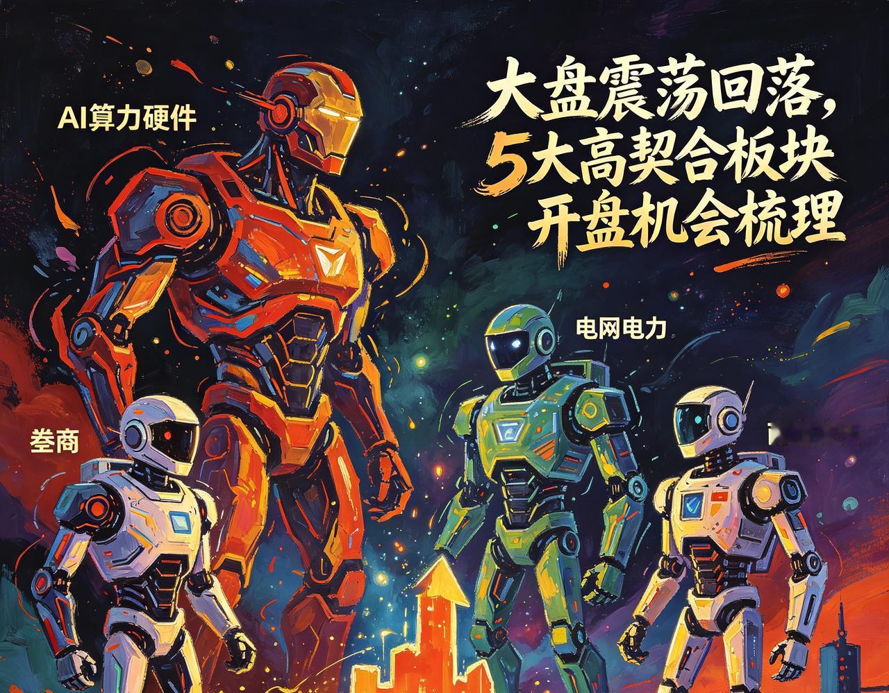 盘面观察｜大盘震荡回落，AI算力硬件、券商、电网电力、人形机器人、商业航天等5大