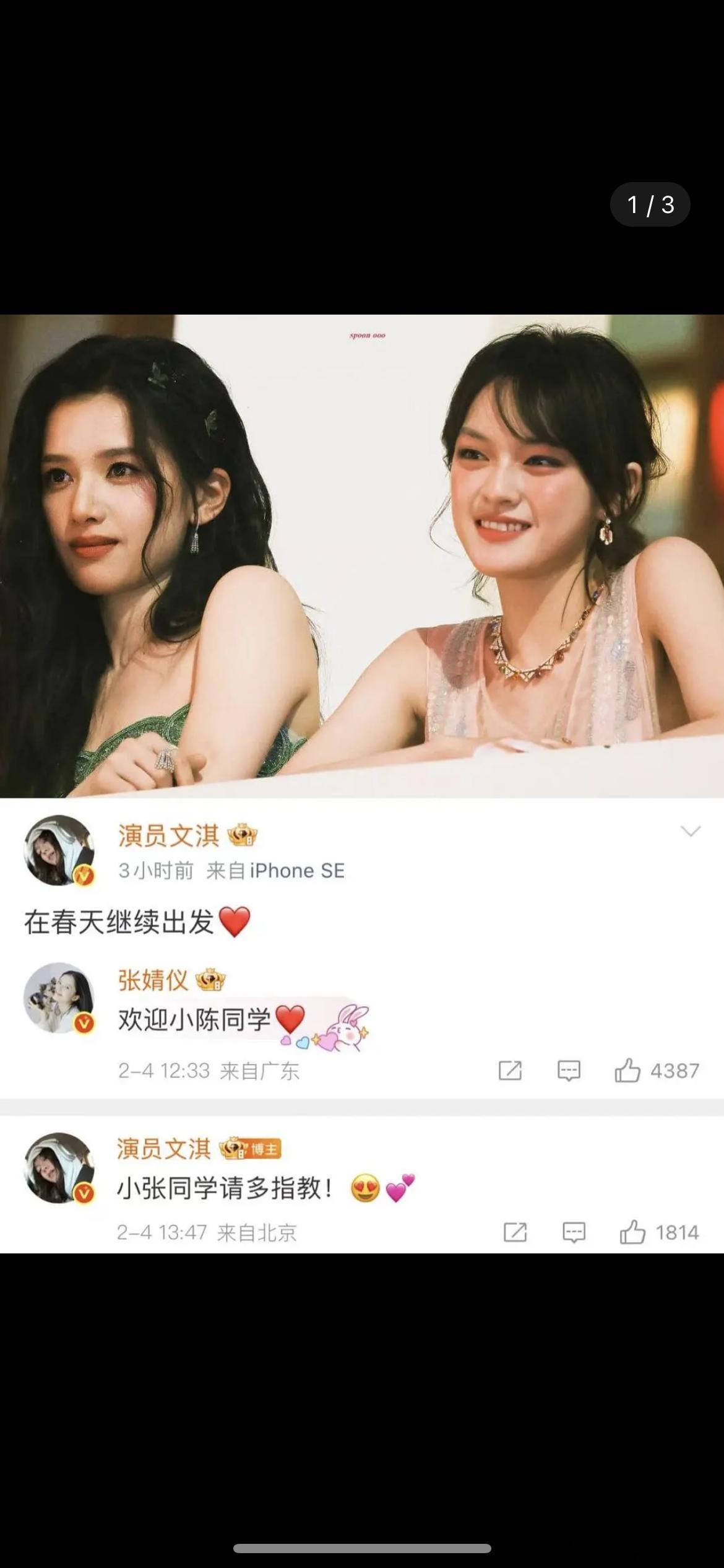 网友说想看张婧仪文淇合作一下，二人气质挺搭的，现在还在一个公司了 