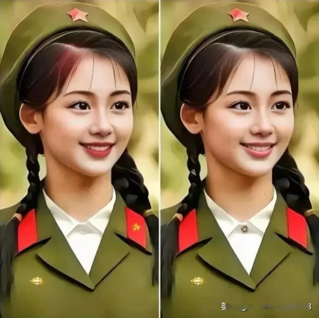 女兵考眼力
高手可找到10处不同[灵光一闪]