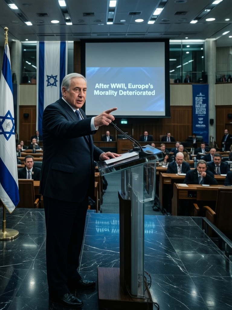 内塔尼亚胡指责二战后欧洲道德沦丧｜美伊以冲突 2026年4月12日，以色列总理内