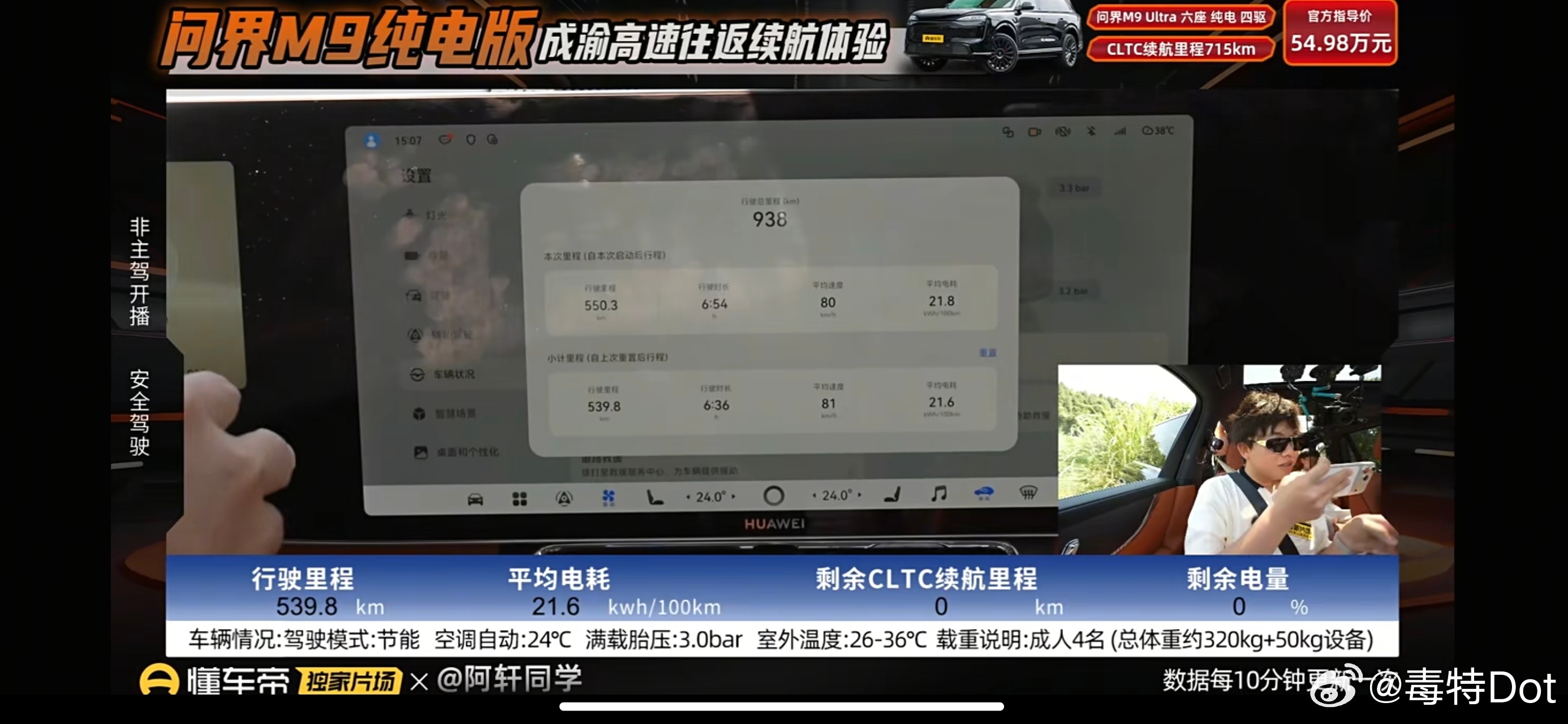 最终成绩来了，跑了539.8公里，平均电耗21.6，平均速度81（有堵车场景）表
