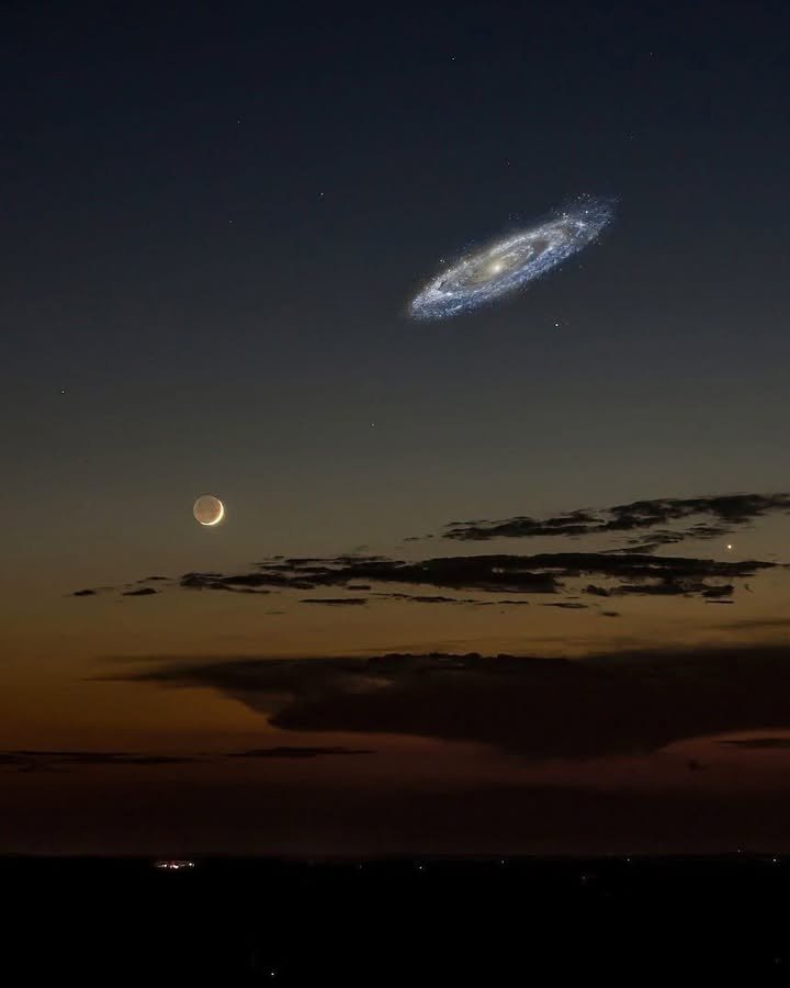 如果仙女座星系更明亮，我们的夜空就会是这个样子…… ​​​