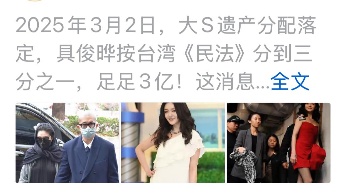 大S的遗产没有人会去关心，反正，小菲是不会去关注的，毕竟，和他没有关系了。所以，