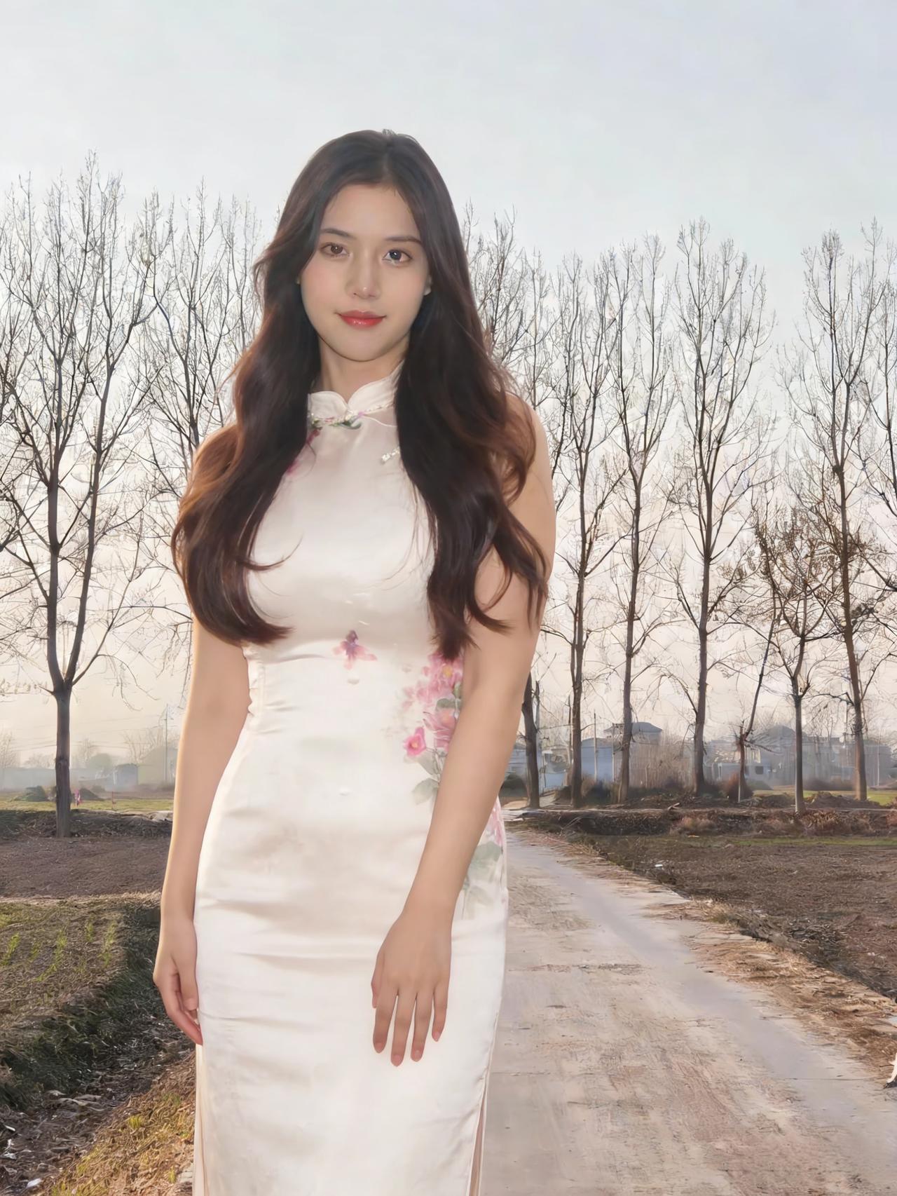 远山含着薄雾，近村卧着炊烟
你从烟火深处走来，身着一袭温婉
黄的明艳，白的清雅，