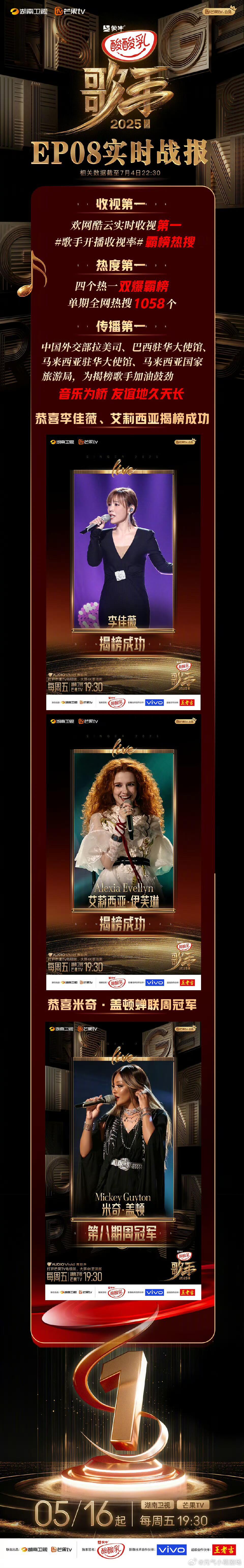 歌手第八期战报——欢网破一 ​​​
