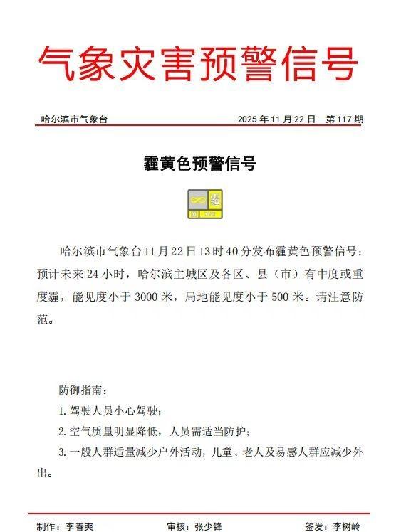 哈尔滨要有雾霾+大风，感觉很奇怪，风大雾霾不是应该吹散了吗？[允悲] 哈尔滨[超