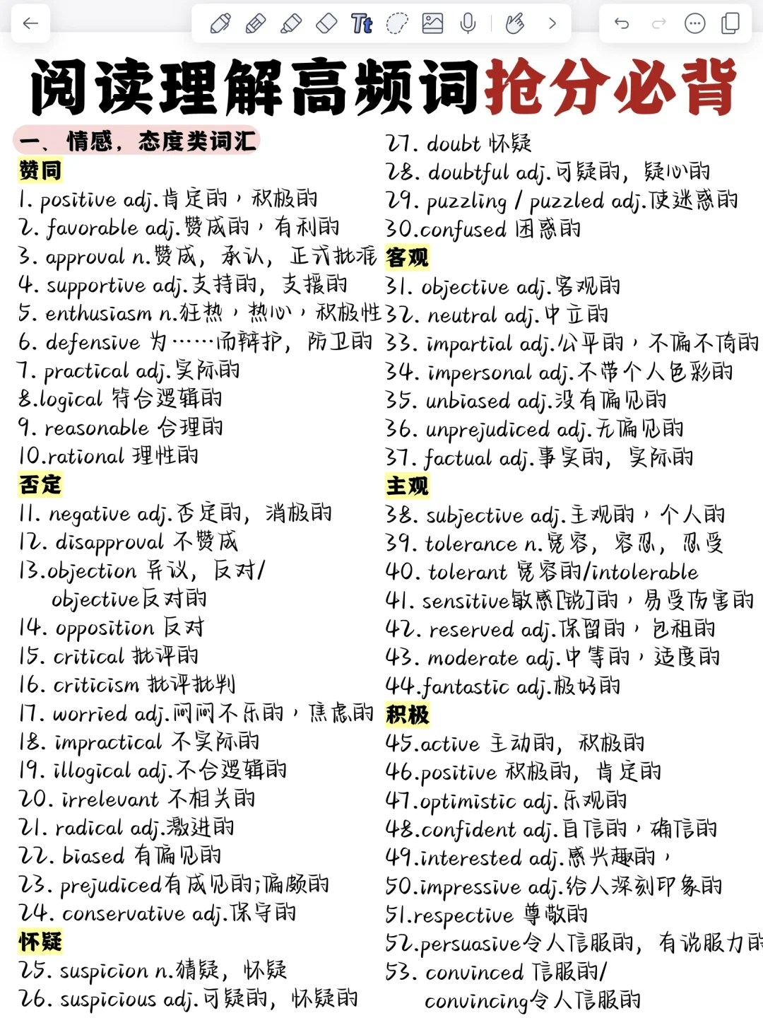 词汇量暴涨！英语阅读理解高频词分类背诵！