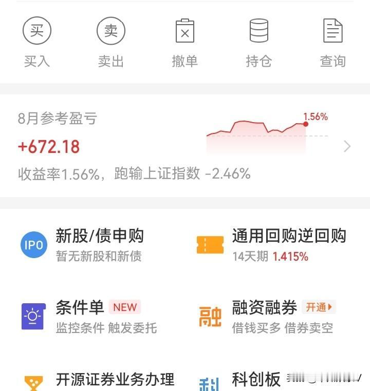 很知足！

8月份过完了，账户这个月终于红了！虽然不多，但知足了！

以后的炒股