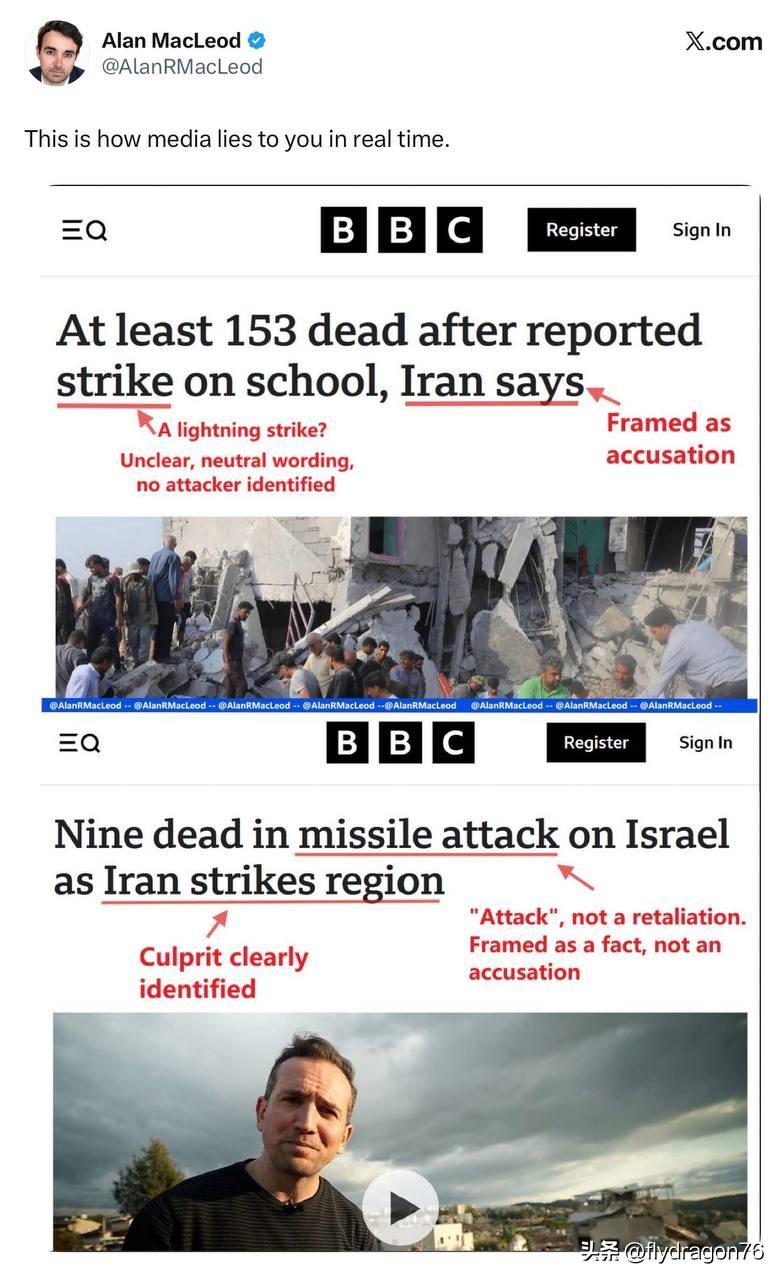 🇺🇸🇬🇧新闻报道中的双标

许多西方读者注意到，同一家媒体（在此例中指的