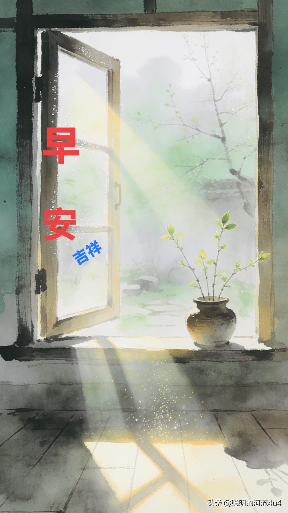 🍃🌷🌞☕️🌱💖🌷🍃
日子带着露水跳下屋檐。
晨光被揉成半透明的薄翼