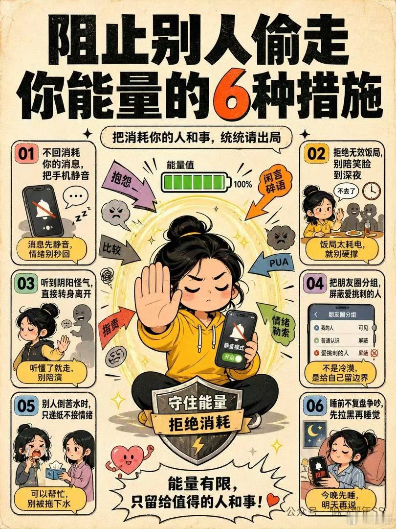 能量有限，不必对所有人都热情满满。 ——阻止别人偷走你能量的6种措施！ 