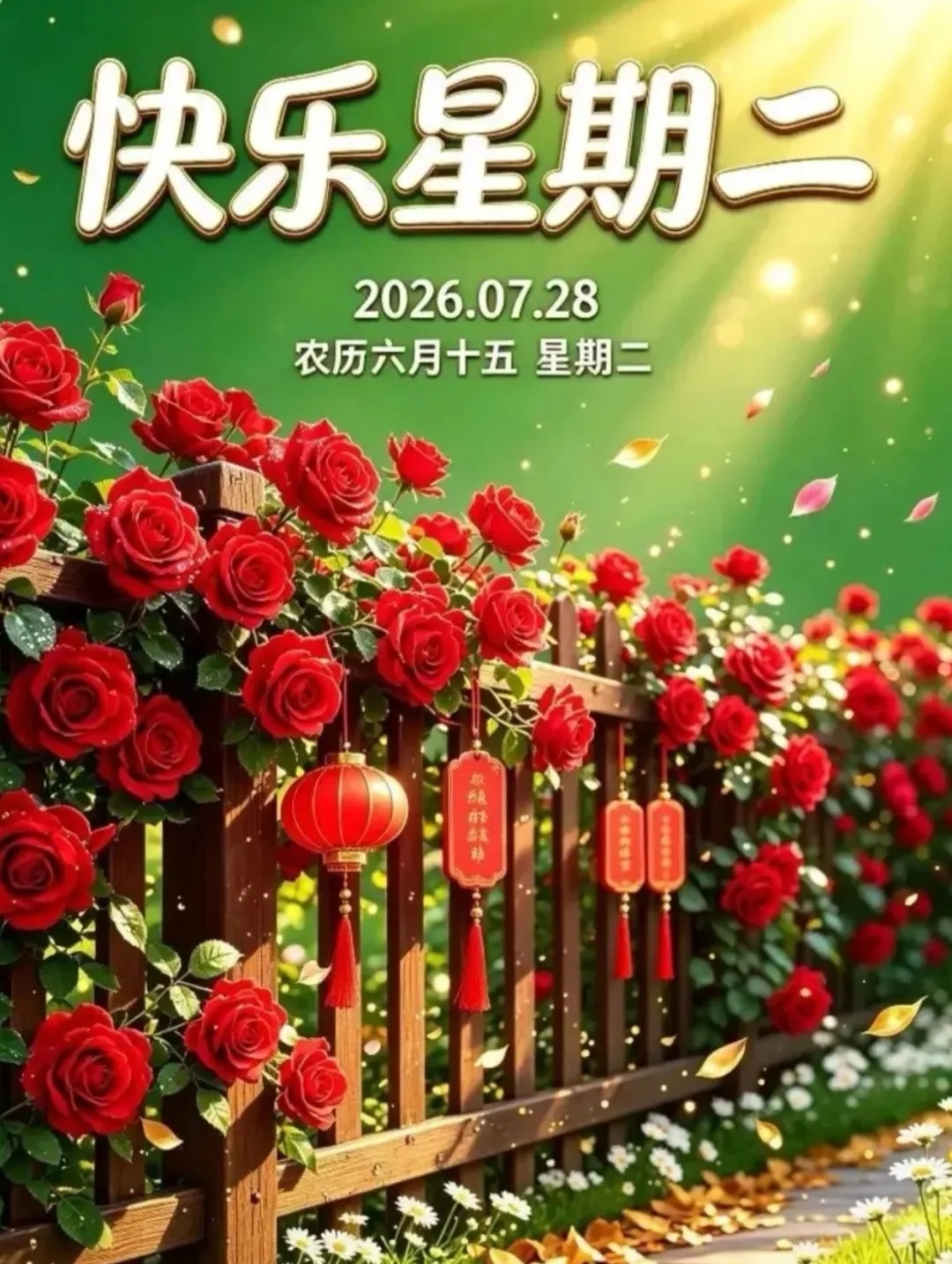 【月下花野，星河寄温柔🌹】暮色浸染旷野，天际晕开橙红与靛蓝交织的霞光，一弯新月