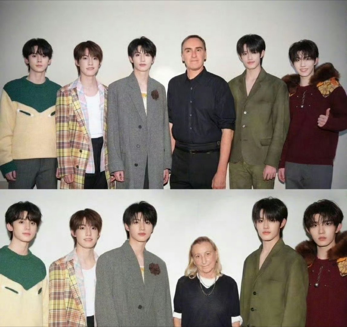 登陆少年团与Prada两位创意总监合照 ​​​