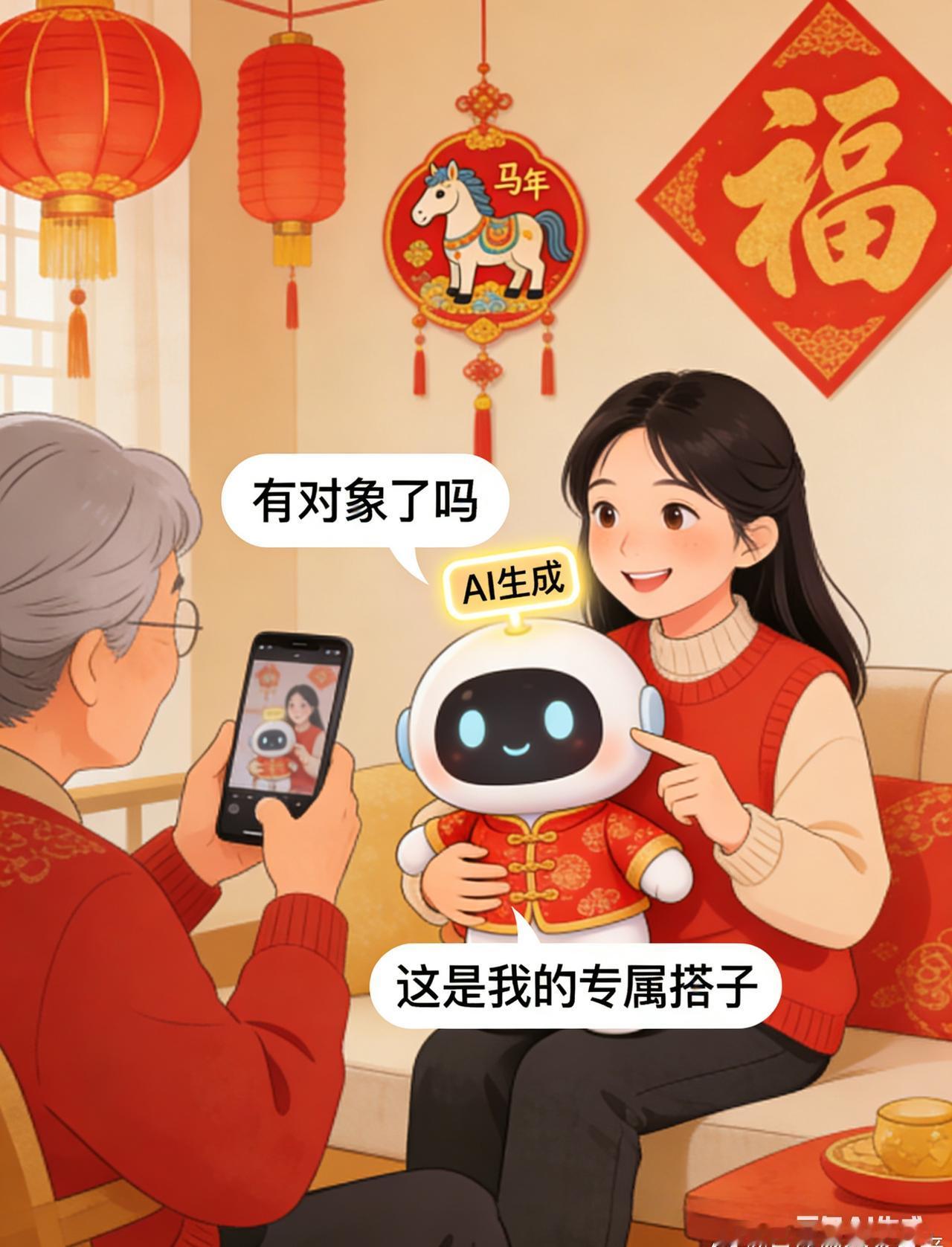 @千问 
过年被亲戚问“有对象了吗”，用AI生成的拜年图优雅反套路！🧧

 画