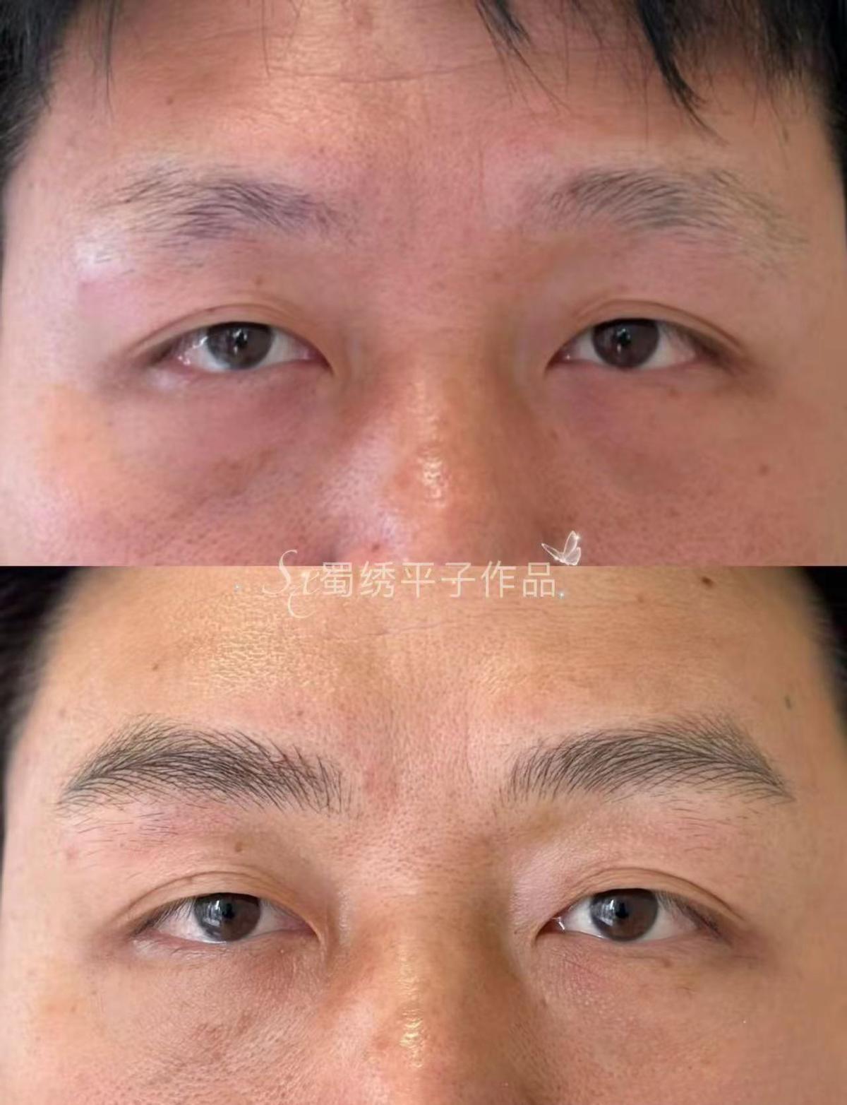 别再拿女生眉笔给男人画眉了，皮肤厚一截，油得能炒菜，你画得再自然，三个月照样蓝成