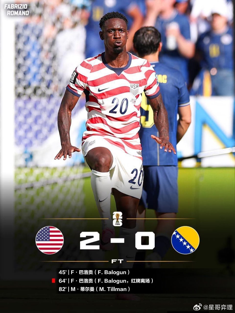 世界杯16强已确定10席恭喜美国 2-0 拿下波黑，东道主首秀稳稳过关，顺利锁定