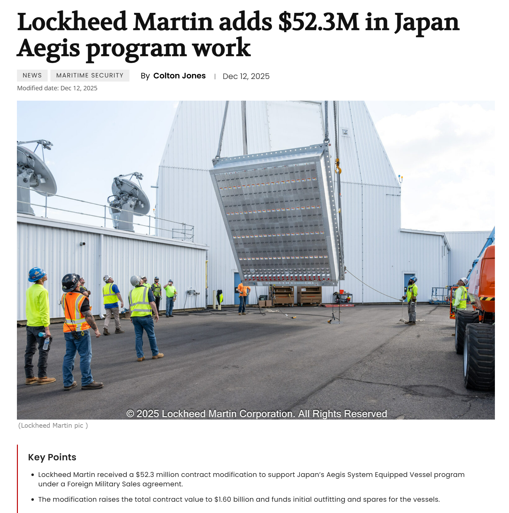 ASEV项目跟洛-马的签约金额已经达到16亿刀出头了