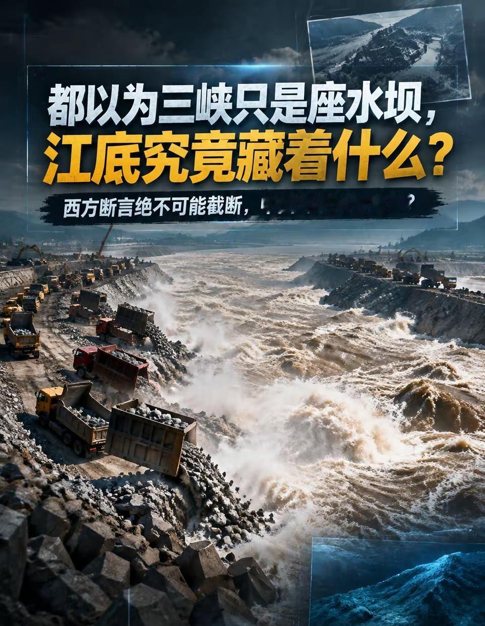 都以为三峡只是水坝，江底下藏了什么？ 当年西方断言长江根本截不住，面对六十米深渊