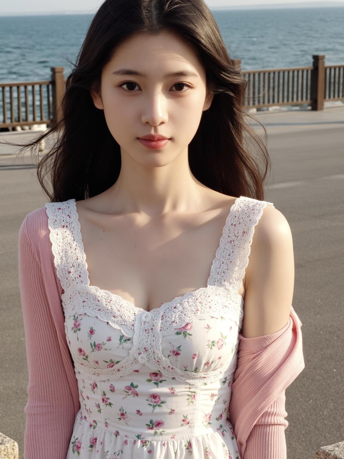 温不温柔我不知道，但海边风挺大的有人说“性感就是穿的少”你怎么看 分享一张海边照