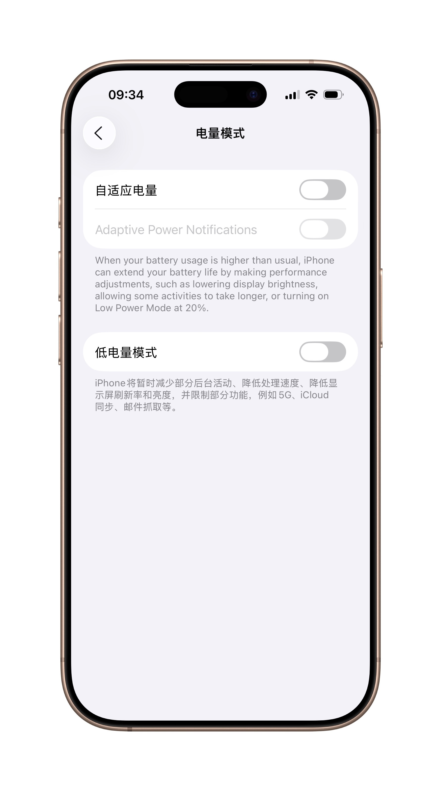 自适应电源通知：当您的电池使用量高于平时时，iPhone可以通过进行性能调整来延