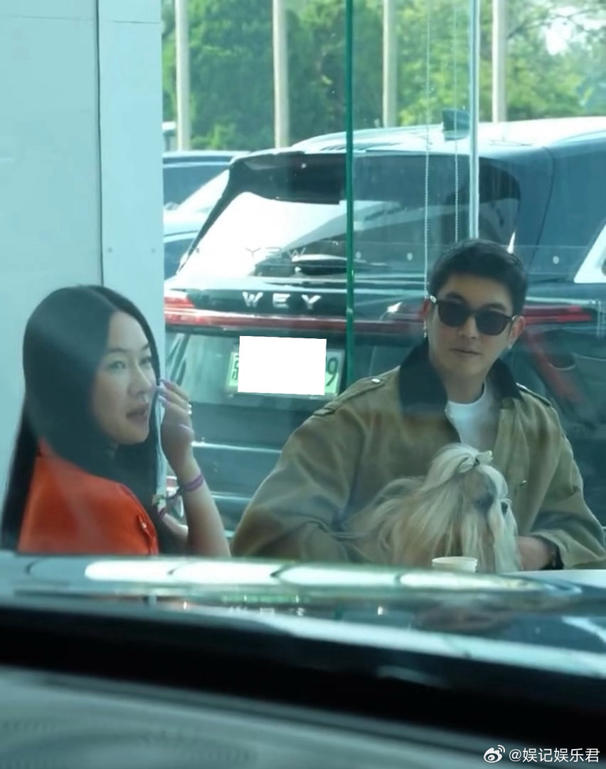 杜江霍思燕带着爱宠在北京看车，霍思燕笑容灿烂，看着就是很幸福的状态杜江 霍思燕 