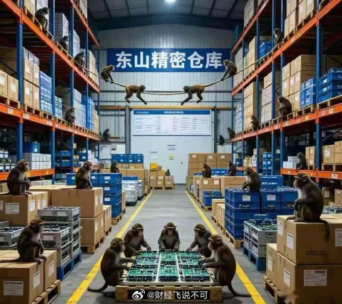 笑死我了仓库里的猴子们，你们是来抢货的吗？看来得加个防盗系统了！ 