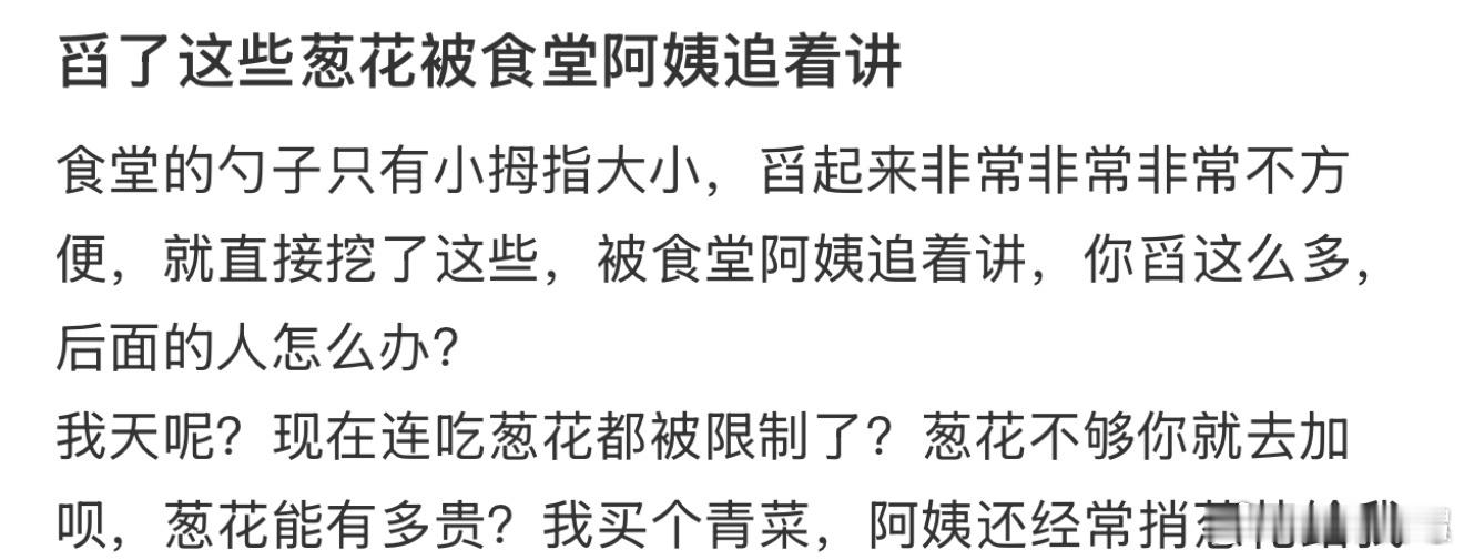 舀了这些葱花被食堂阿姨追着讲
