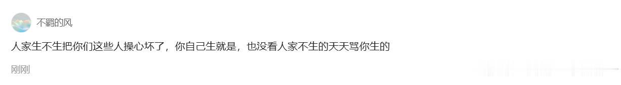 回应前一条的评论：有人说，人家生不生把你们这些人操心坏了，你自己生就是，也没看人
