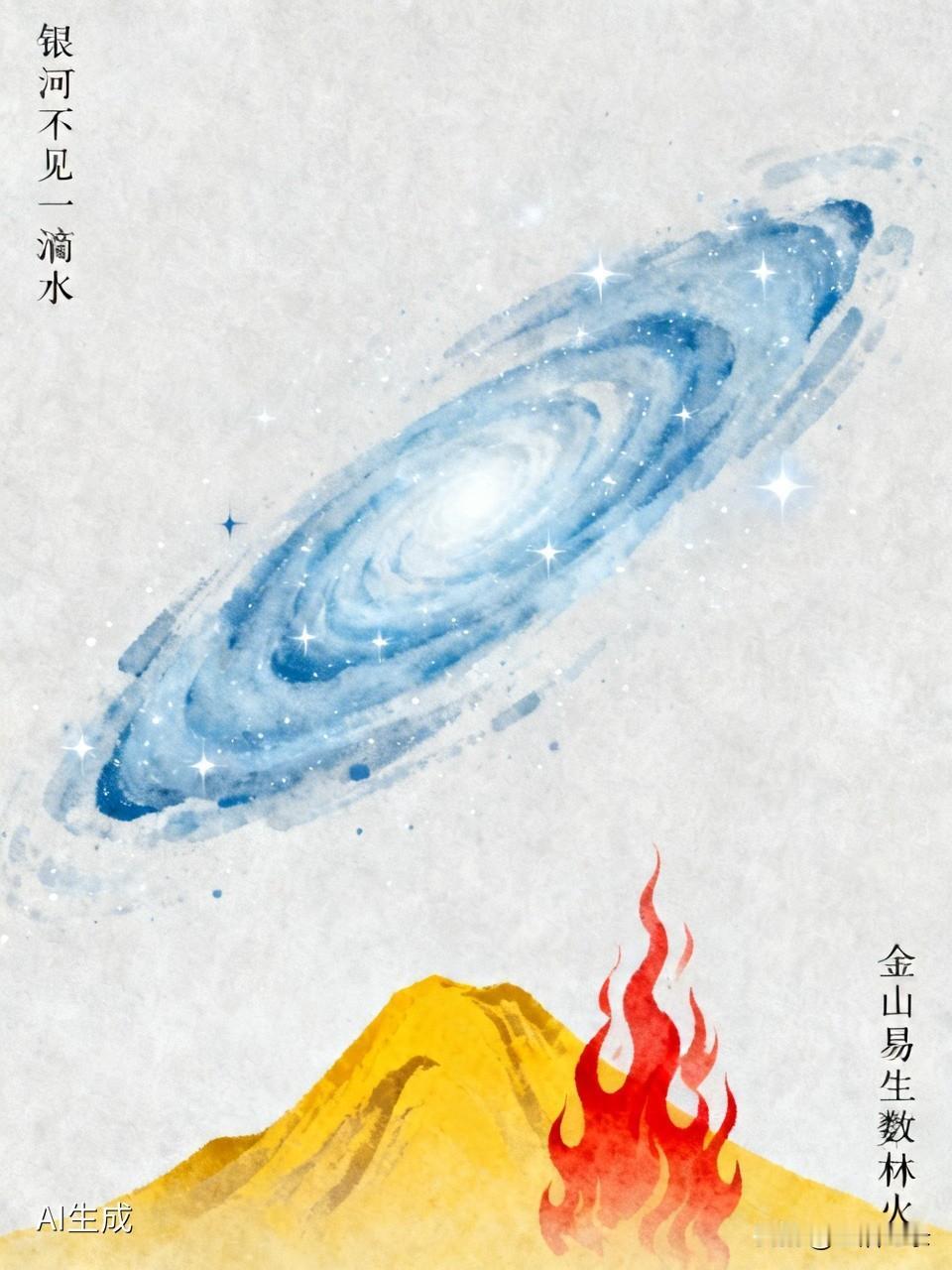 银河不见一滴水，金山易生数林火。资本模式数钱盈，国医仁术保康乐。