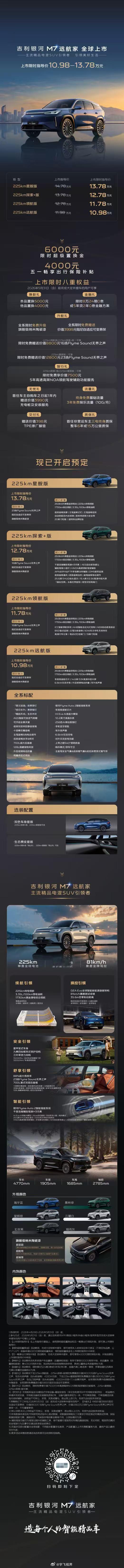 吉利银河M7远航家正式全球上市，10.98万起的限时定价，恰逢品牌冲刺两百万新征