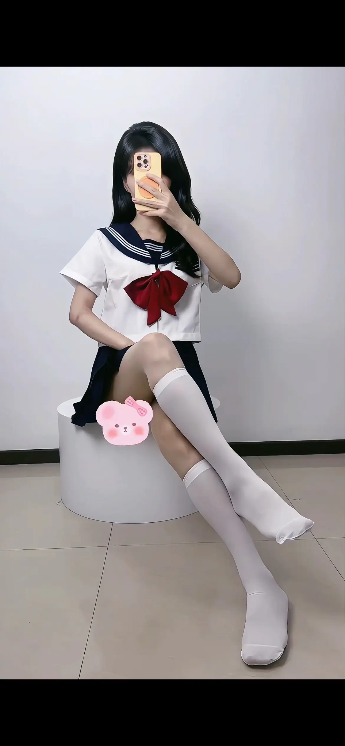 今日份学妹风穿搭 jk对镜拍 jk穿搭姿势 日常穿搭记录 对镜蹲姿