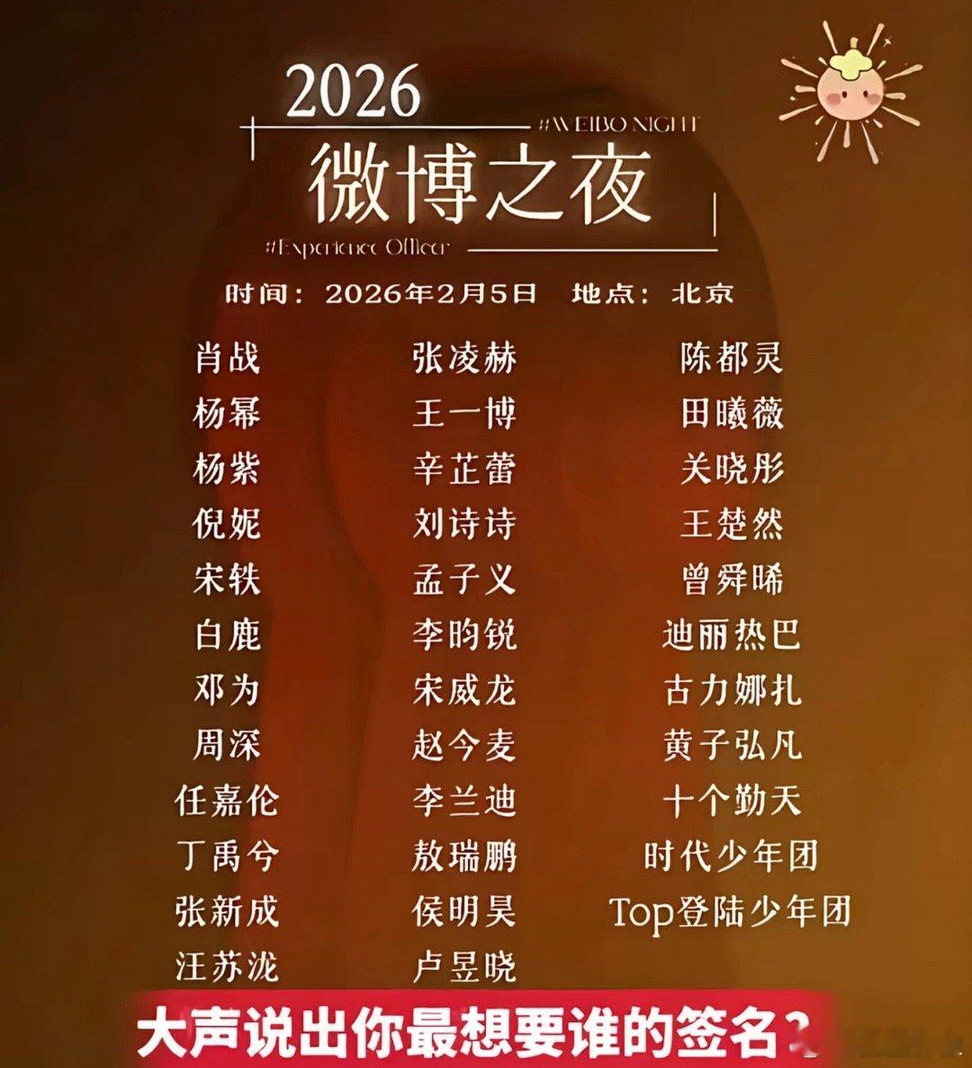 微博之夜这些艺人的签名照你想要谁的？直接跟我说，保证给你要不到 