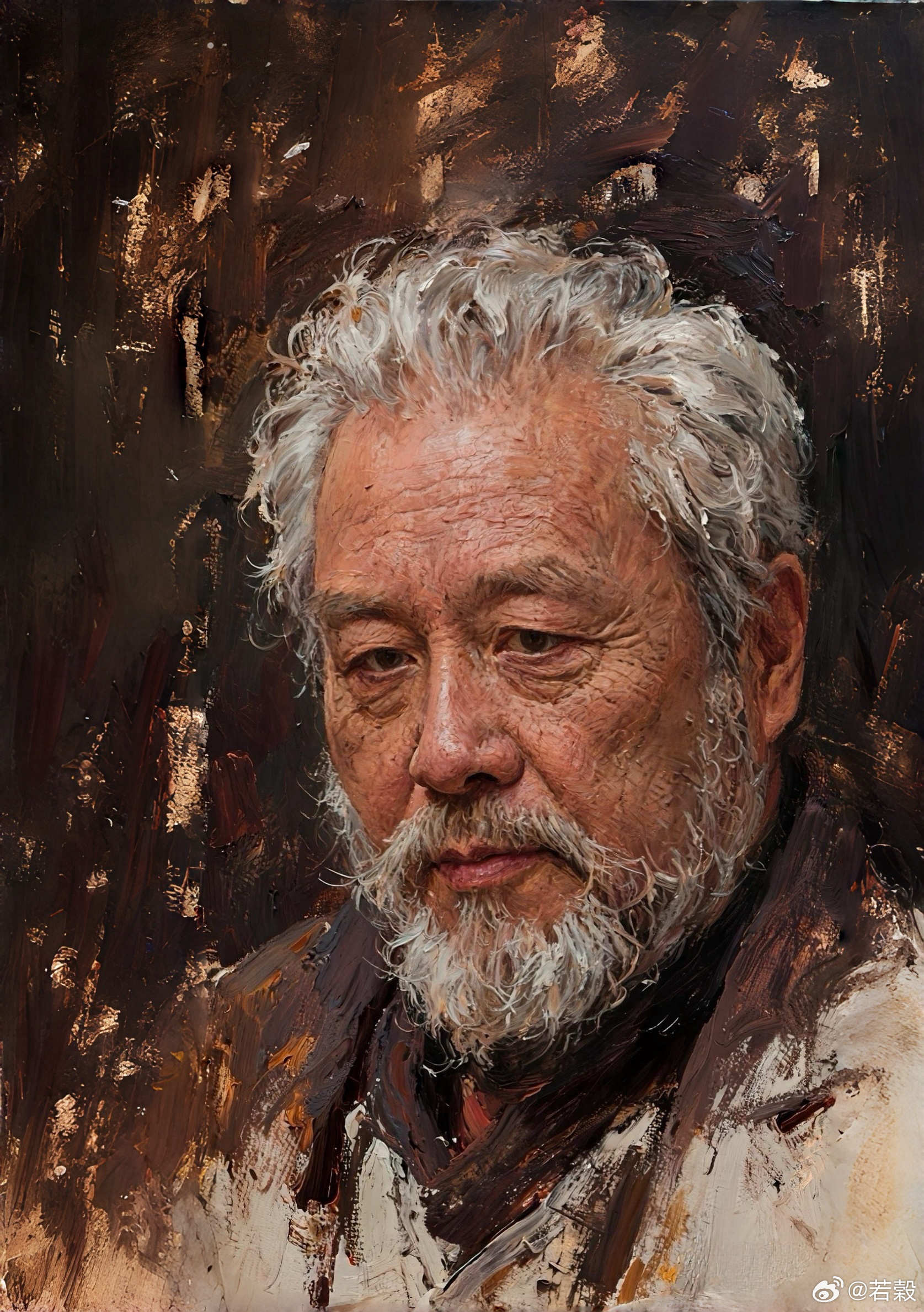 油画：白发老人油画[超话] ​​​