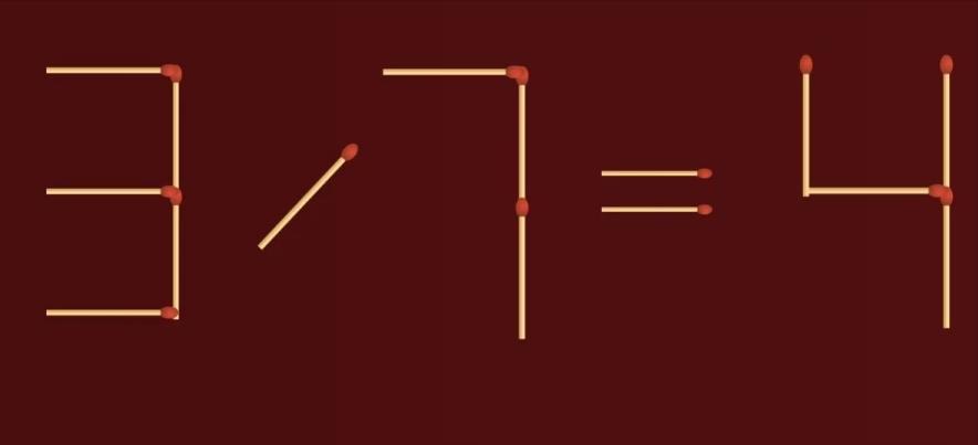 智力闯关挑战升级！眼前这道由火柴棒拼出的等式 “3 / 7 = 4”，显然藏着不