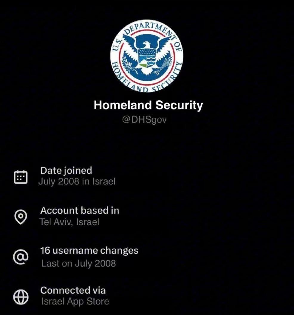 美国国土安全部
IP属地：以色列 特拉维夫……[我想静静][嘘]
原来国外上推特