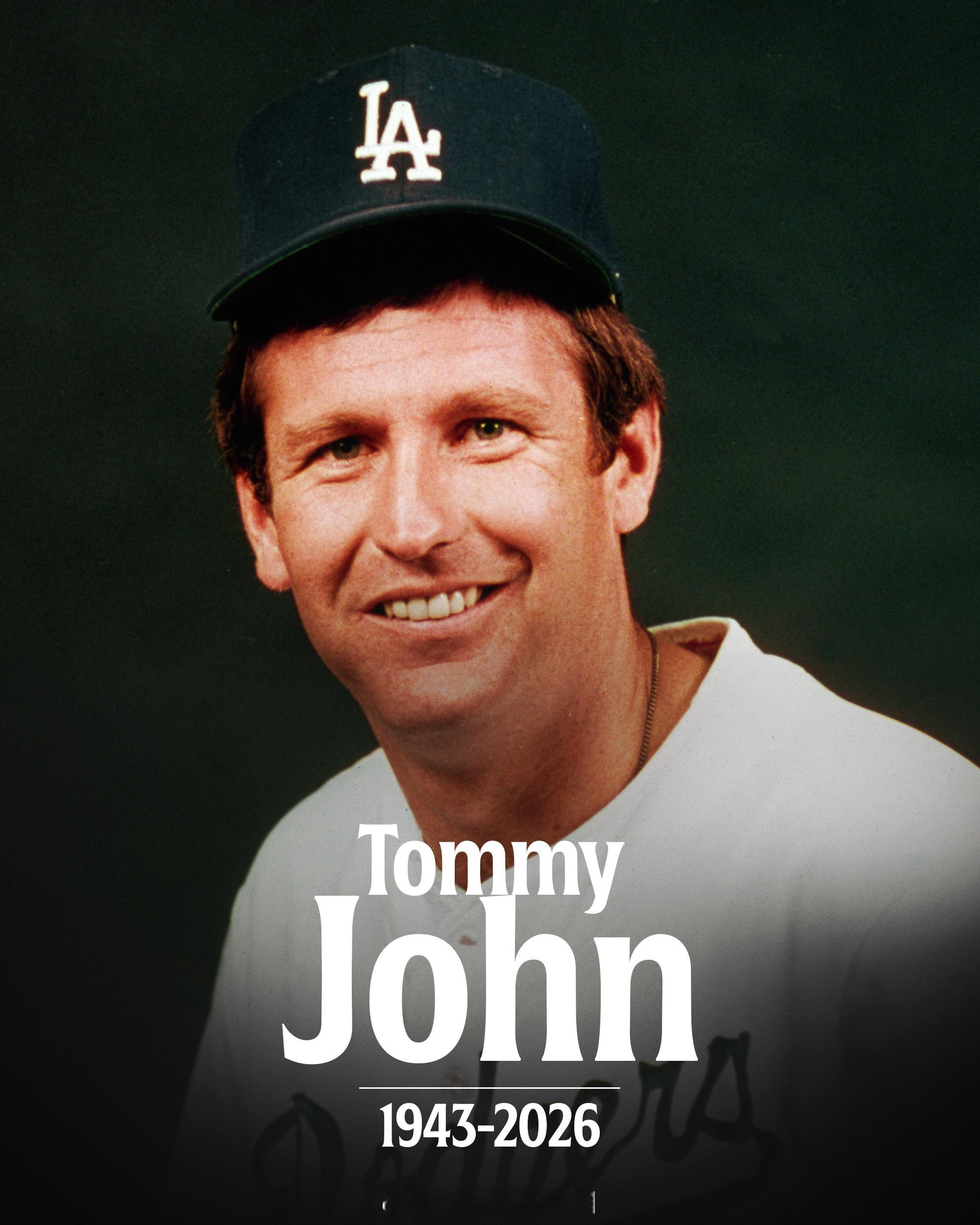 83岁的传奇左投Tommy John于周六在佛罗里达州家中去世，妻子透露死因为膀
