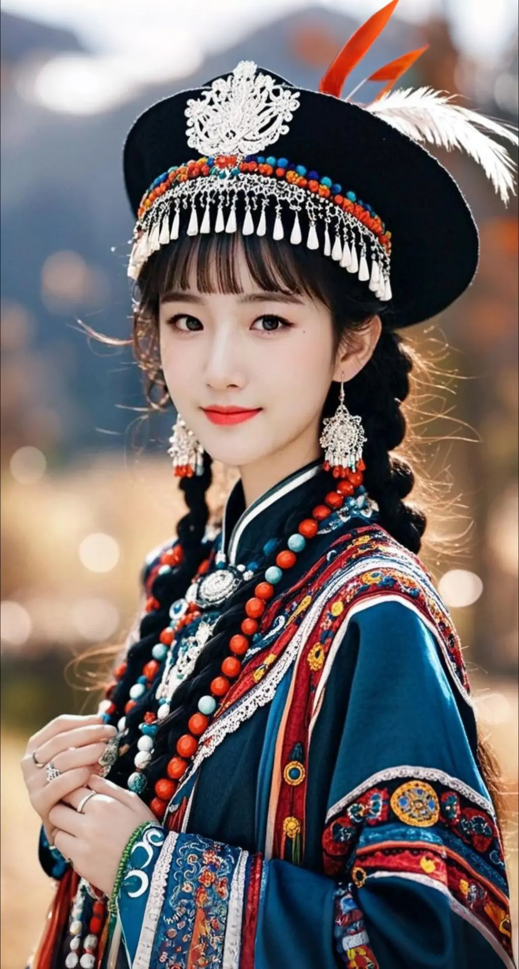 AI扩图 AI民族风少女